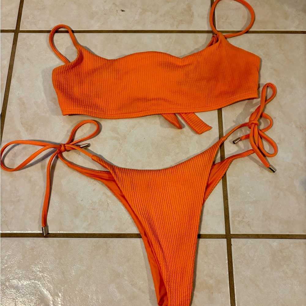 Monday Swimwear bikini set- cantaloupe crinkle